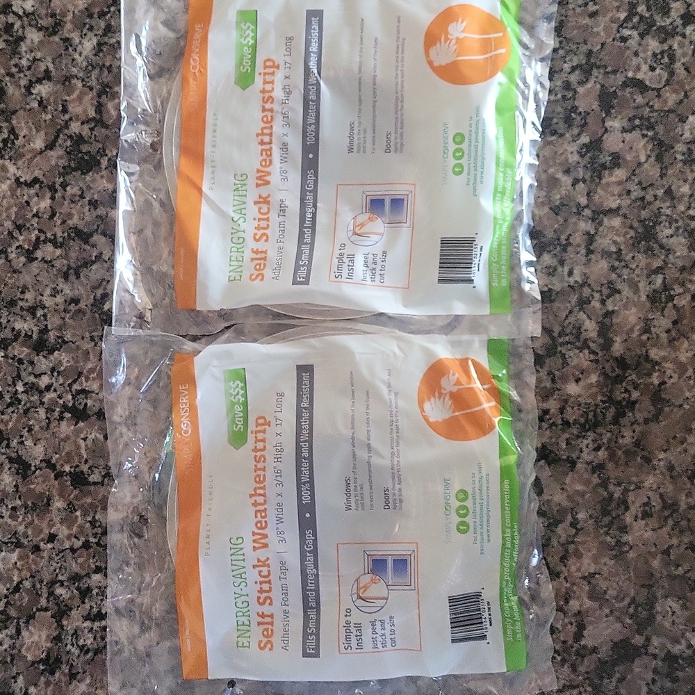 Lot of 2 self stick weatherstrip new in package  Adhesive Foam Tape